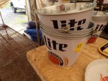 (5) ''Lite'' Beer Tin Buckets for Beer