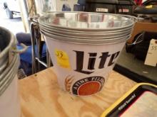 (6) ''Lite'' Beer Tin Buckets for Beer