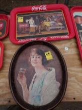 (2) Antique Tin Coke Trays, Oval and  Rectangle