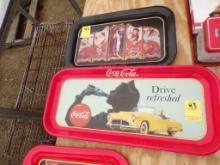 (2) Antique Tin Coke Trays, Square and  Rectangle