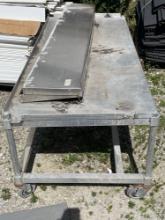 30?x6ft Aluminum table and stainless steel shelves