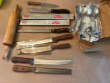 kitchen knives-many Chicago cutlery; New flatware