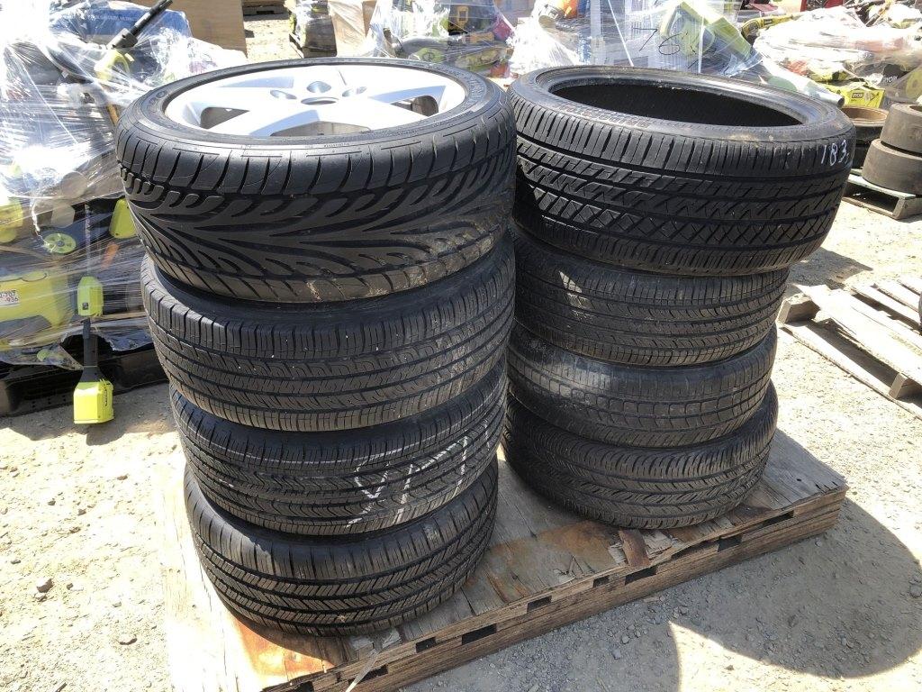 (8) Misc Tires, Some w/Rims.