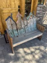 Adorable 'Bird House" Design Wood Bench