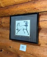 Framed Silk Screen "Running Horse" Wall Art
