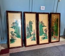 4 Panel Asian Jade and Agate Landscapes