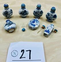 Collection of Chinese Blue White Snuff Bottles