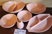 Vernonware "tickled Pink" Metlox Divided Dishes