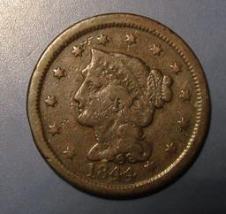 1844 LARGE CENT VG