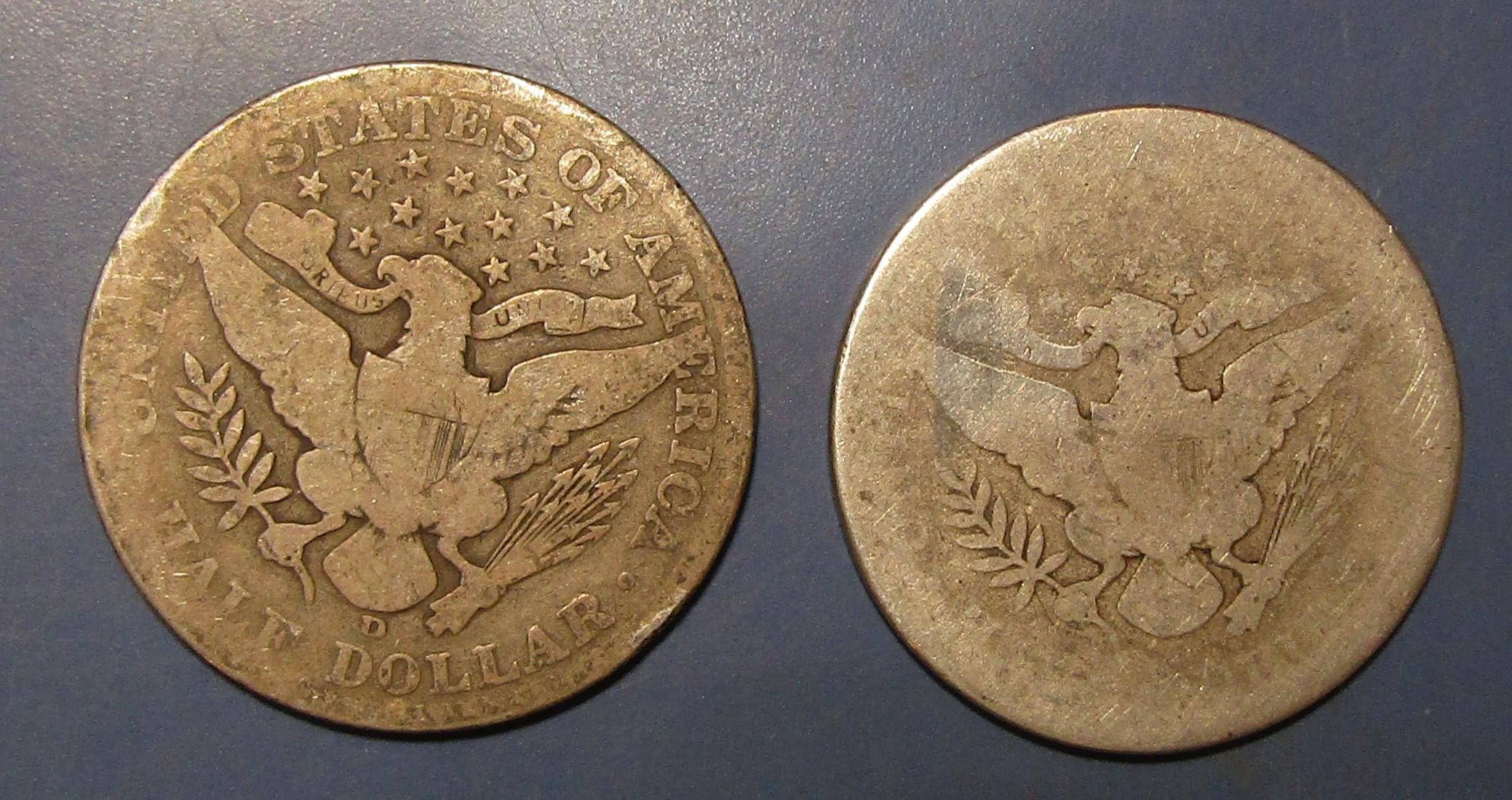 LOT OF 1906-D & 1907-D BARBER HALF DOLLARS (2 COINS)