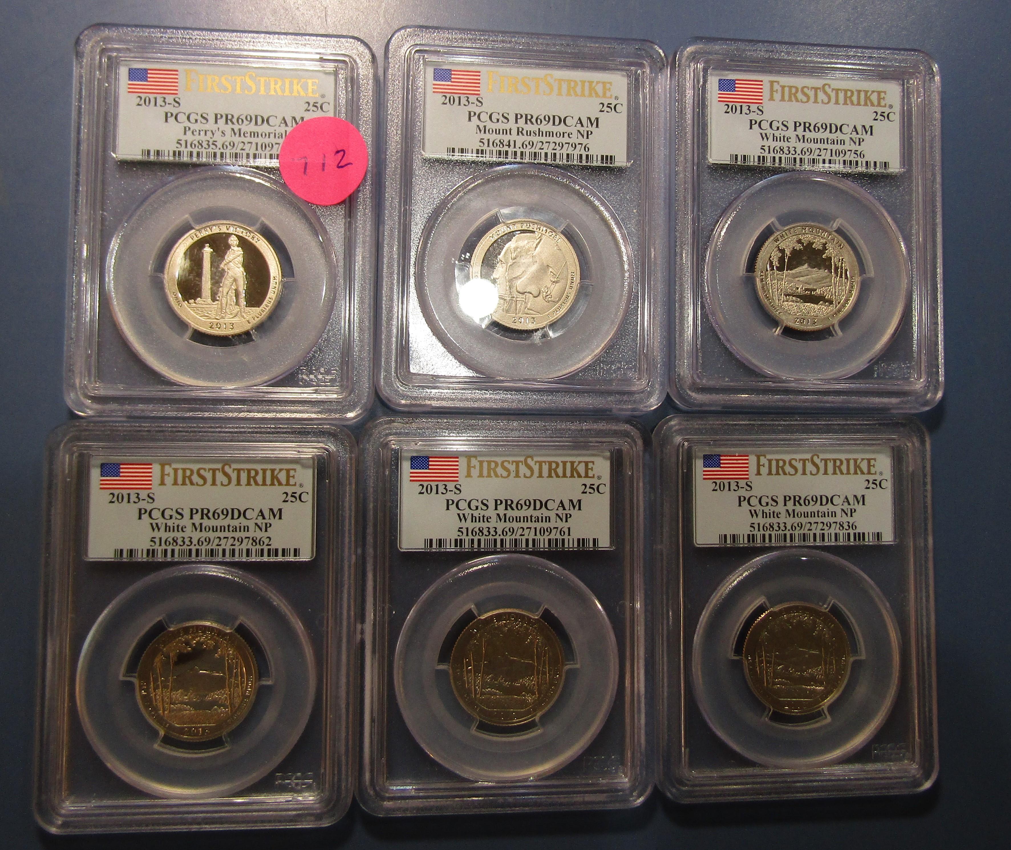 LOT OF EIGHTEEN MISC. 2013-S CLAD STATE QUARTERS PCGS PF-69 DEEP CAMEO (18