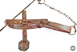 Antique Large Game Trap with Spike and Chain