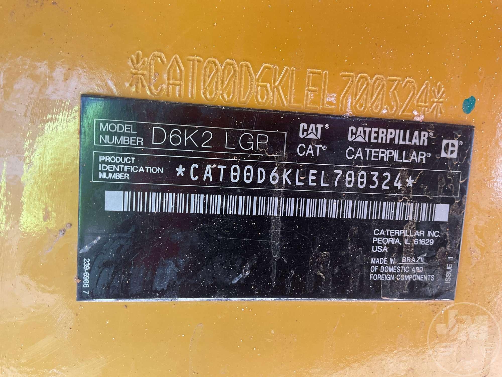 2018 CATERPILLAR D6K2 LGP CRAWLER TRACTOR SN: CAT00D6KLEL700324