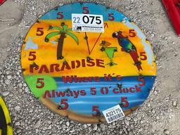 “......PARADISE WHERE ITS ALWAYS 5 O‘......CLOCK”...... METAL SIGN
