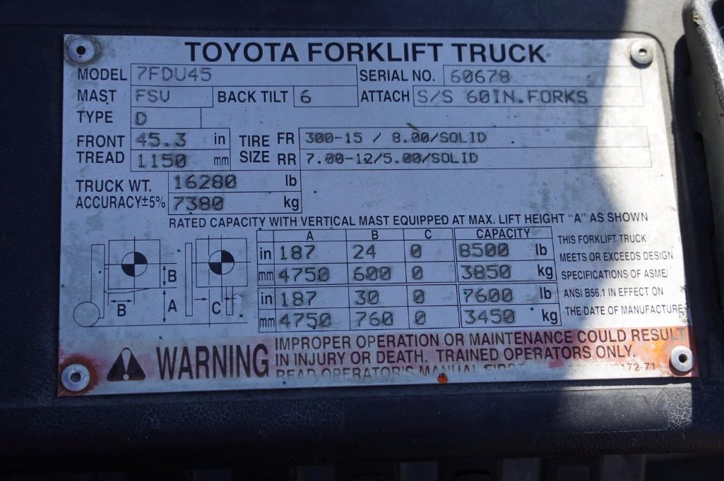 Toyota 7FDU45 Forklift*