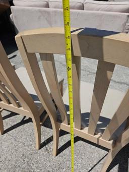 (6) Sturdy wood dining chairs including 2 Captains Chairs