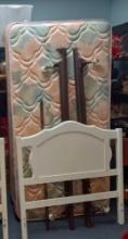 White Wooden TWIN Headboard and Frame