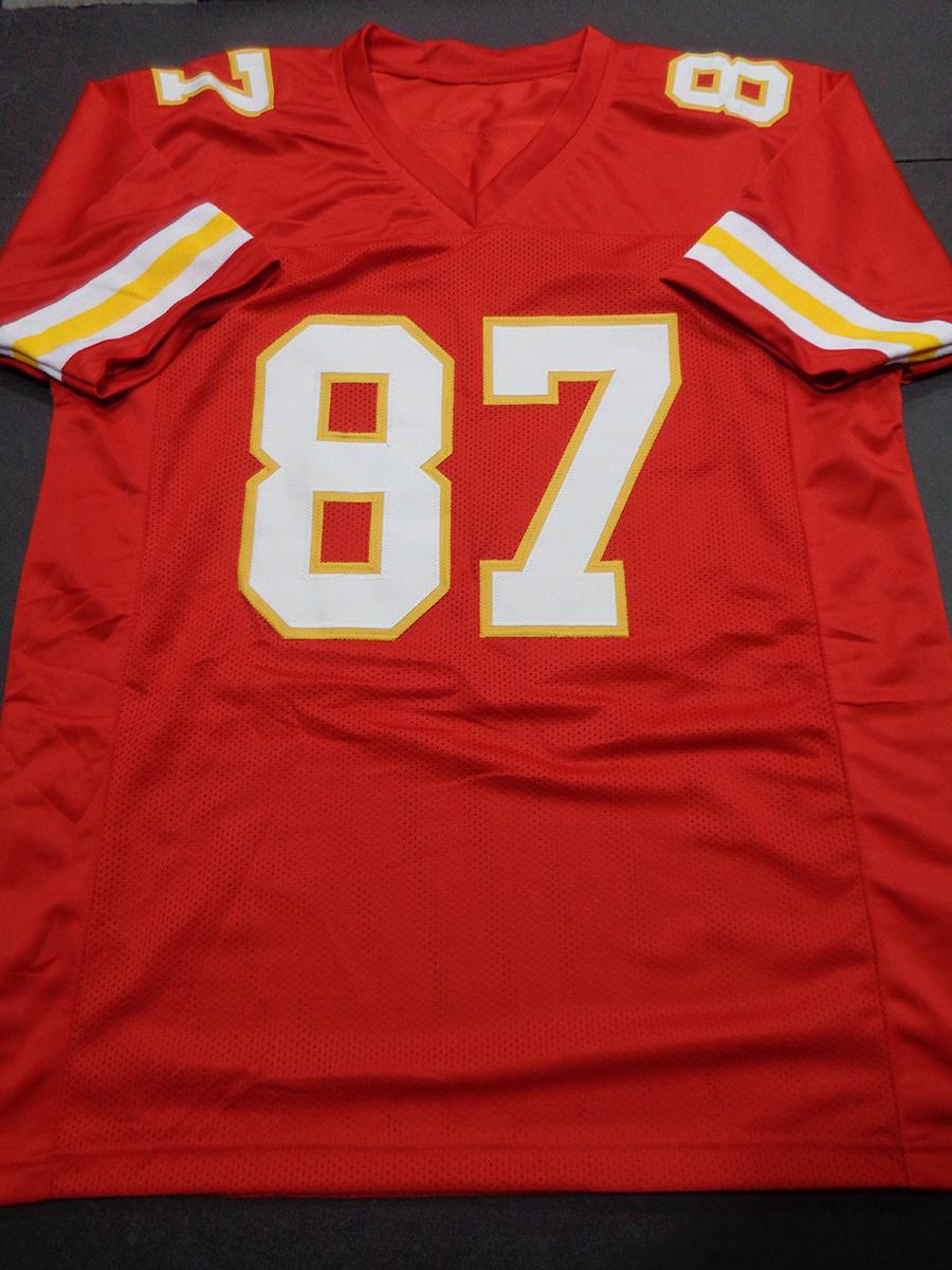 Travis Kelce Kansas City Chiefs Autographed Custom Football Jersey GA coa