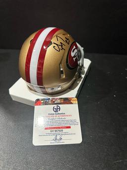 Christian McCaffrey San Francisco 49ers Autographed Riddell Mini Helmet GA coa
