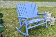 Blue Wooden Rocking Bench