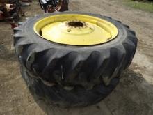 Pair Of 9 Bolt Pressed Steel Rims With 15.5-38 Tires