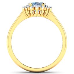 14KT Yellow Gold 1.28ctw Aquamarine and Diamond Ring