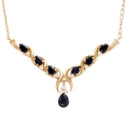 Plated 18KT Yellow Gold 4.50ctw Black Sapphire and White Topaz Pendant with Chain