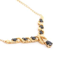 Plated 18KT Yellow Gold 4.50ctw Black Sapphire and White Topaz Pendant with Chain