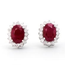 14KT White Gold 2.05ctw Ruby and Diamond Earrings