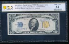 1934A $10 N Africa Silver Certificate PCGS 64