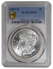 1921-D $1 Morgan Silver Dollar PCGS MS65