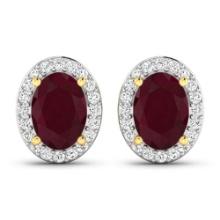 14KT Yellow Gold 1.7ctw Ruby and Diamond Earrings