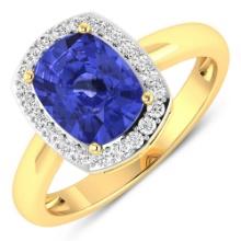 14KT Yellow Gold 2.02ctw Tanzanite and Diamond Ring