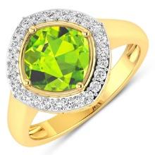 14KT Yellow Gold 2.02ctw Peridot and Diamond Ring