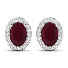 14KT White Gold 1.7ctw Ruby and Diamond Earrings