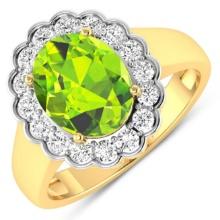 14KT Yellow Gold 2.3ctw Peridot and Diamond Ring