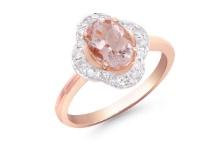 14KT Rose Gold 1.14ct Morganite and Diamond Ring