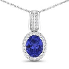 14KT White Gold 1.6ctw Tanzanite and Diamond Pendant