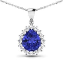 14KT White Gold 3.25ctw Tanzanite and Diamond Pendant