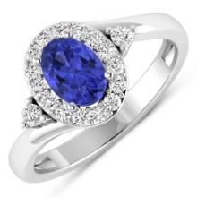 14KT White Gold 0.62ctw Tanzanite and Diamond Ring