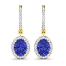 14KT Yellow Gold 2.18ctw Tanzanite and Diamond Earrings