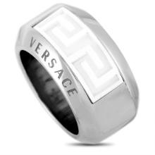 Versace 18K White Gold Ceramic Band Ring