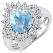 14KT White Gold 2.3ctw Aquamarine and Diamond Ring