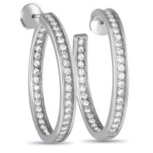 Cartier 18K White Gold 3.0ct Diamond Hoop Earrings