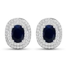 14KT White Gold 1.5ctw Blue Sapphire and Diamond Earrings