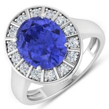 14KT White Gold 3.43ct Tanzanite and Diamond Ring