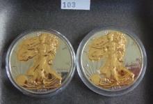 2 2010 Colorized Silver Eagle .999