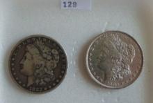 1882, 1883-O Morgan Dollars VG, AU.
