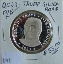 2023 Trump 1 Troy Oz. Silver Round .999
