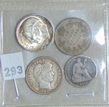 Variety of Half Dime and Dimes (U.S. and Canada).